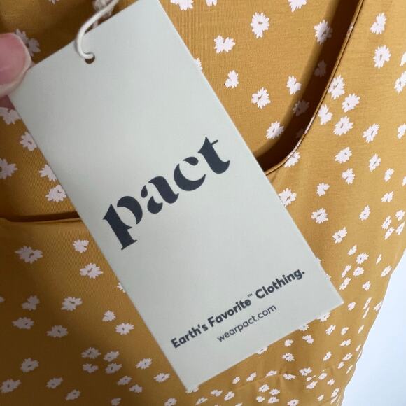Pact Sleeveless Fit And Flare Midi Dress Womens Large Mustard Floral Pockets - Picture 5 of 11